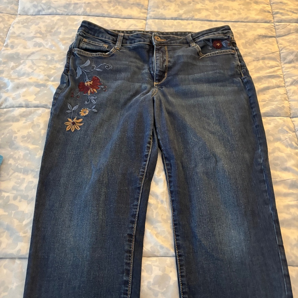 Ladies embroidered jeans